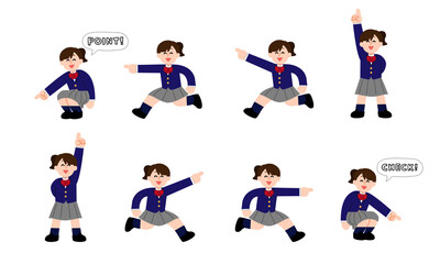 指差す未経験者ブレザー女子