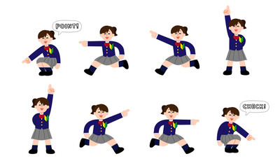 指差す未経験者ブレザー女子