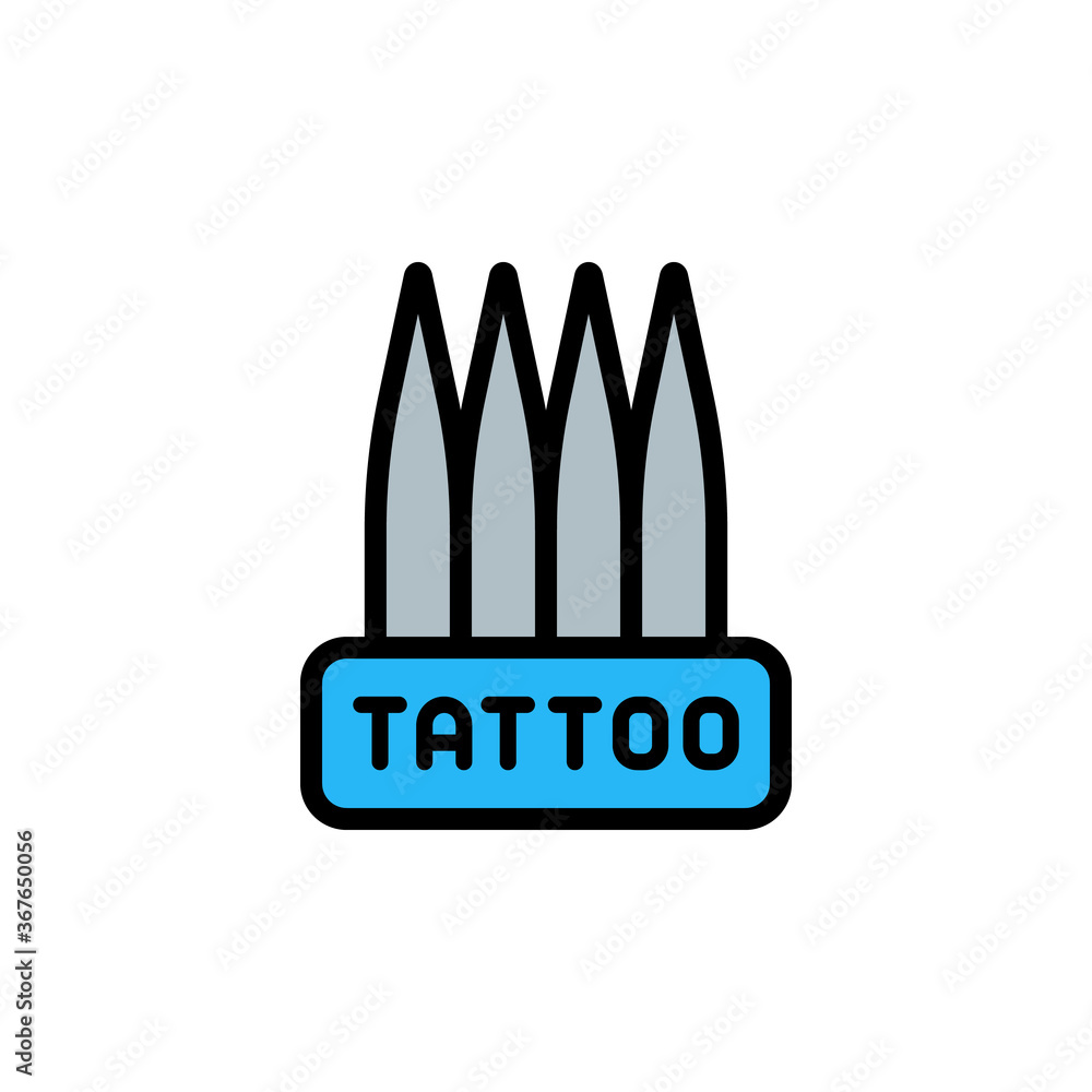 Poster tattoo needles icon. simple color with outline vector elements of tattooing icons for ui and ux, web