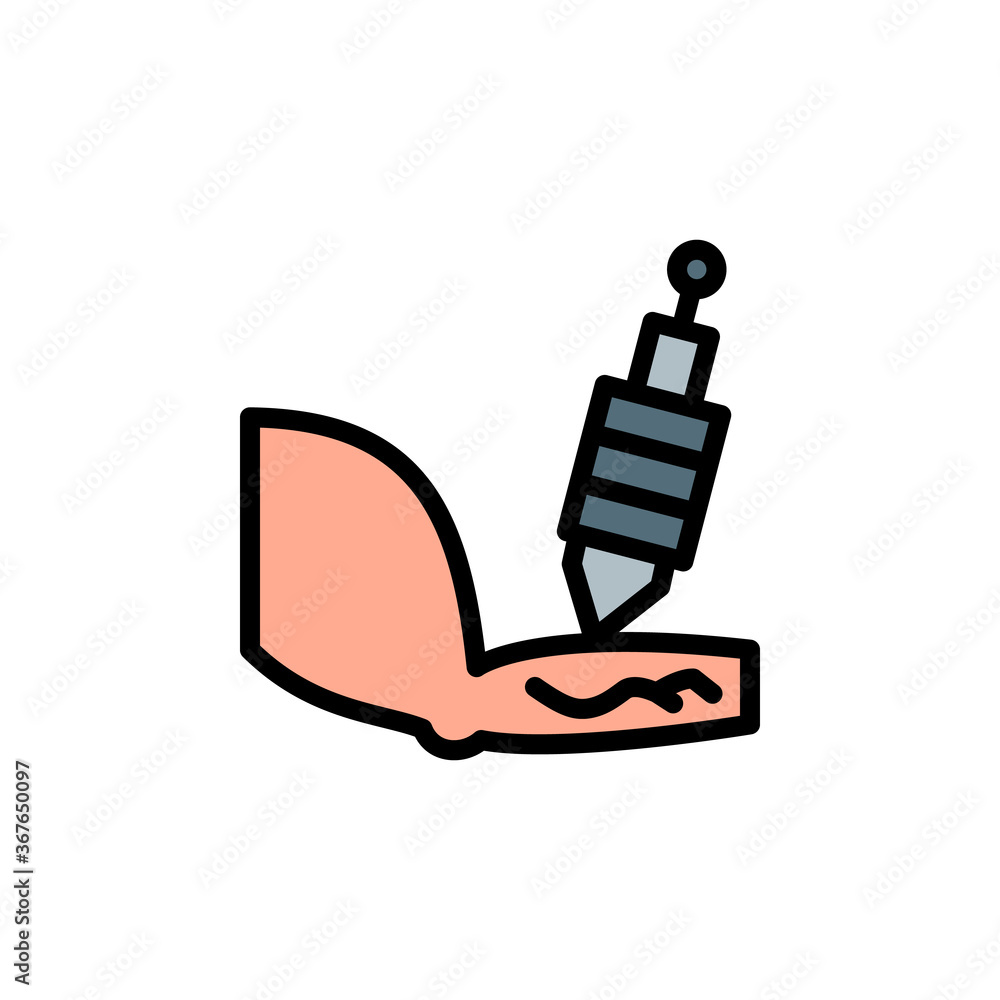 Poster arm, tattoo, machine icon. simple color with outline vector elements of tattooing icons for ui and u