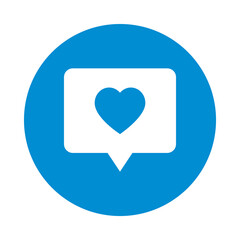 like symbol, speech bubble with heart icon, block style