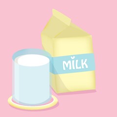 milk container and glass of milk