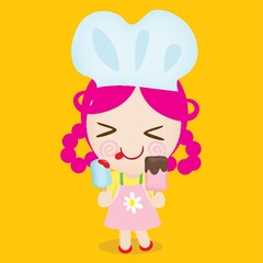 girl chef holding ice cream sticks