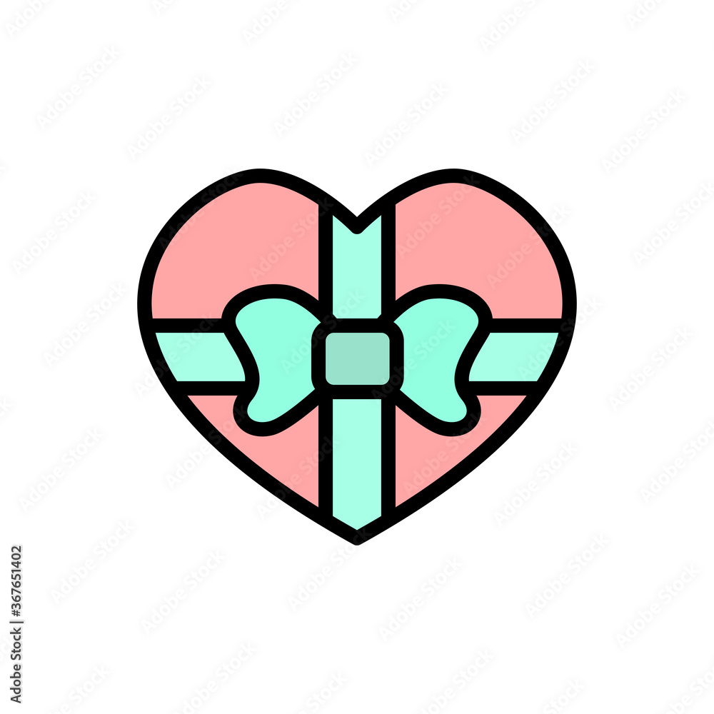 Poster gift, box, present, heart icon. simple color with outline vector elements of present icons for ui an