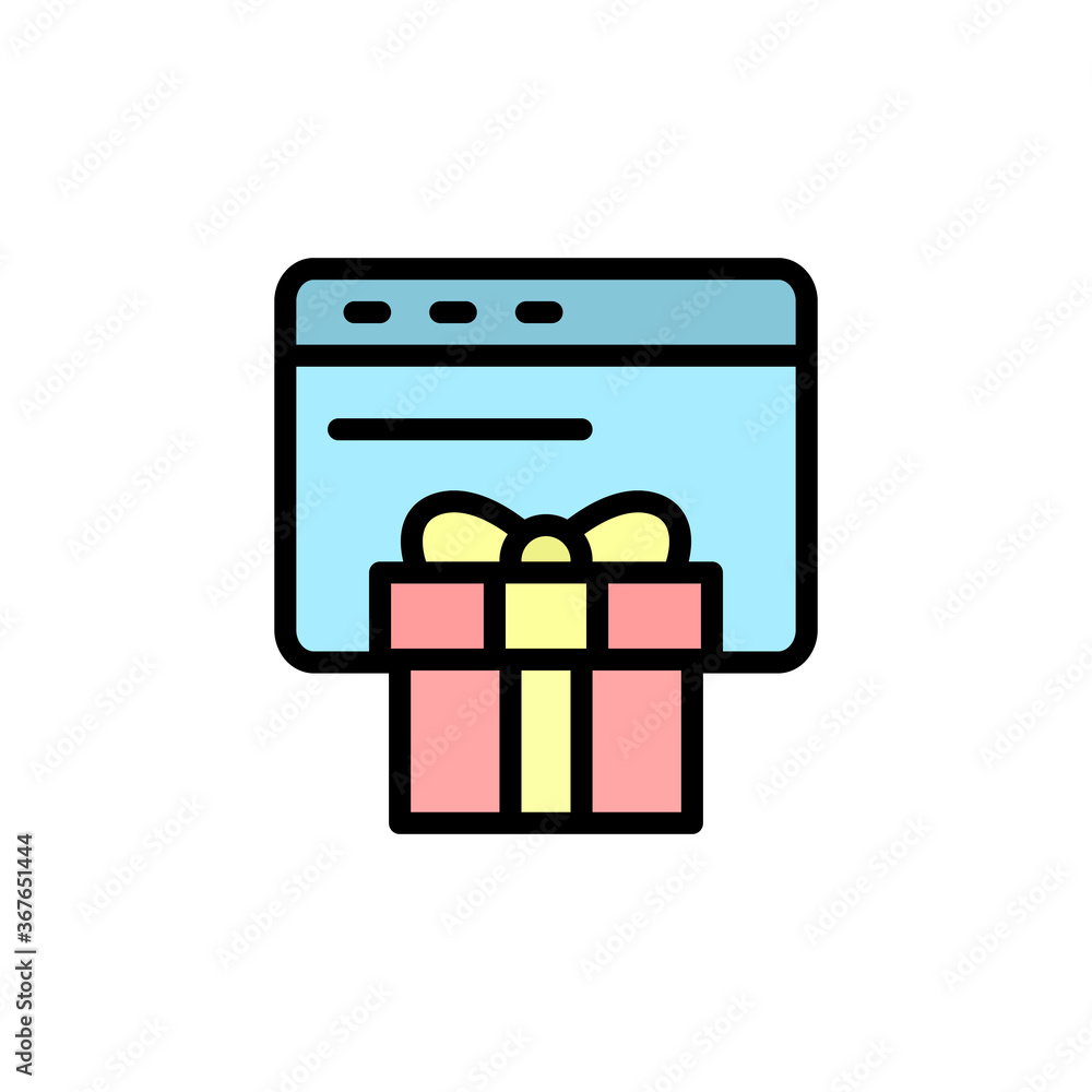 Poster gift, box, present, web site icon. simple color with outline vector elements of present icons for ui
