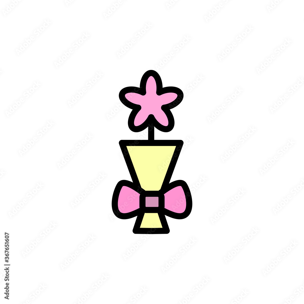 Poster flower, ribbon icon. simple color with outline vector elements of present icons for ui and ux, websi