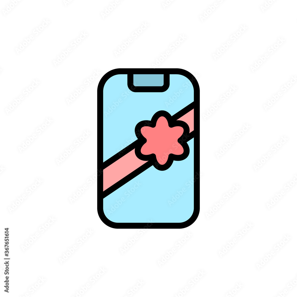 Poster smartphone, ribbon icon. simple color with outline vector elements of present icons for ui and ux, w