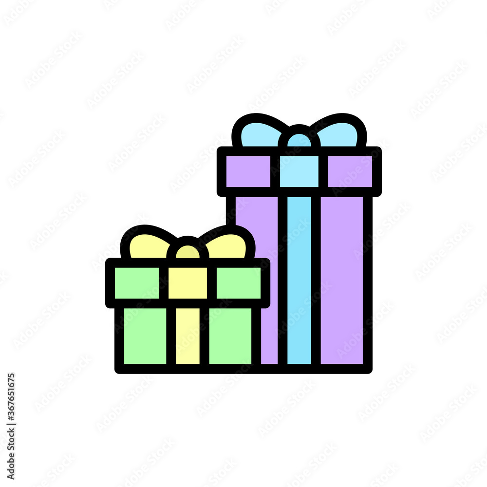 Poster gift, box, present icon. simple color with outline vector elements of present icons for ui and ux, w