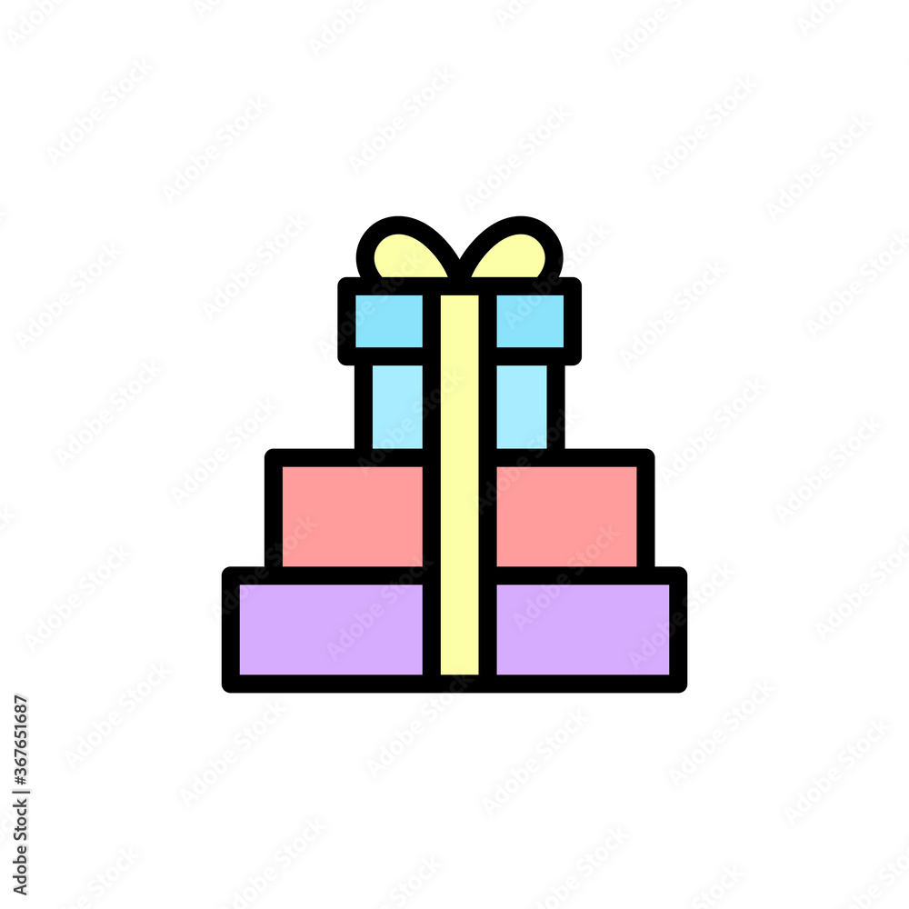 Poster gift, box, present icon. simple color with outline vector elements of present icons for ui and ux, w