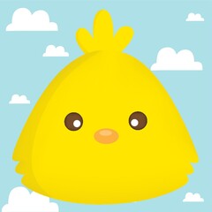 chick face on cloud background