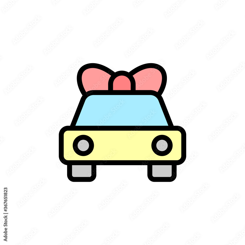 Poster car, ribbon icon. simple color with outline vector elements of present icons for ui and ux, website 