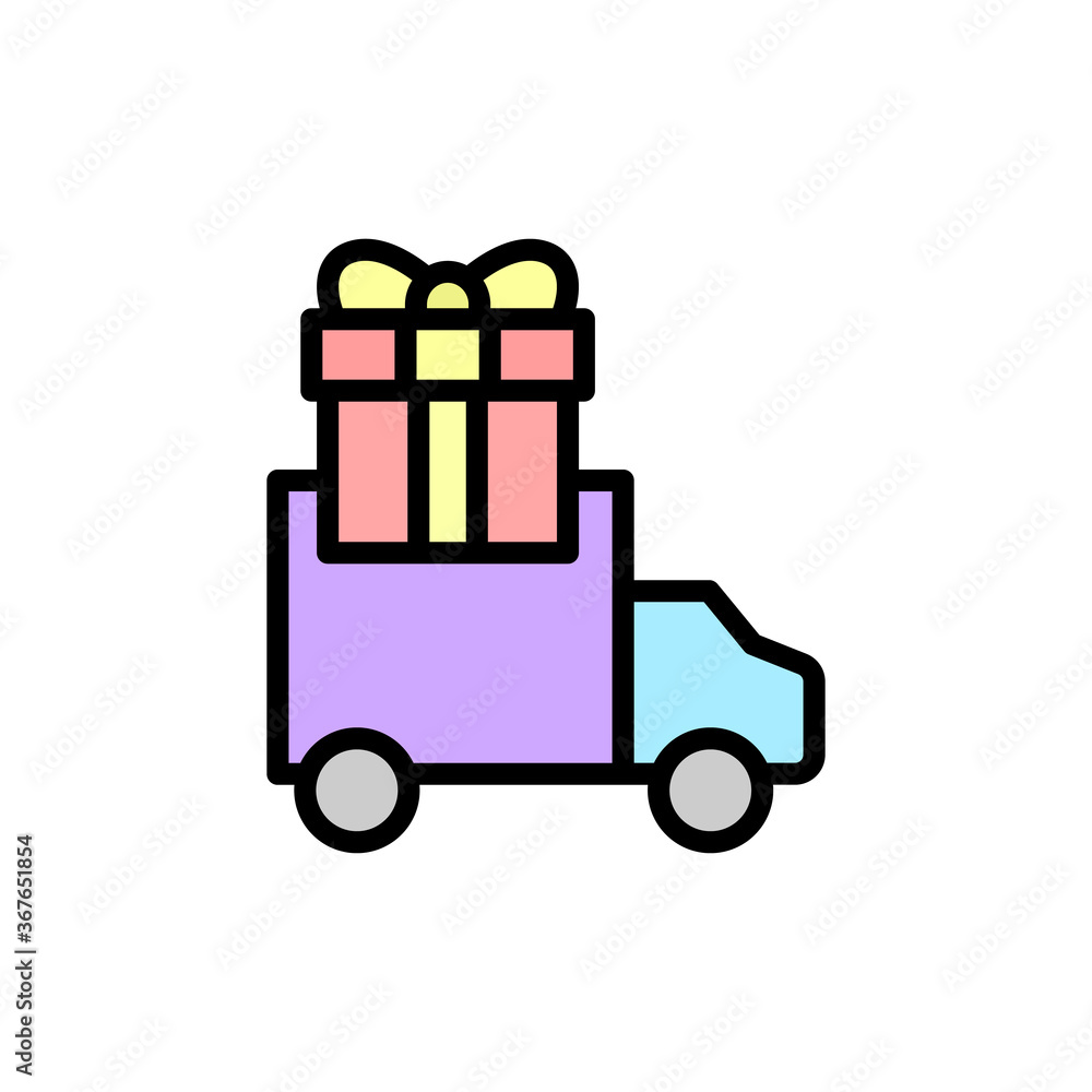 Poster track, gift, box icon. simple color with outline vector elements of present icons for ui and ux, web