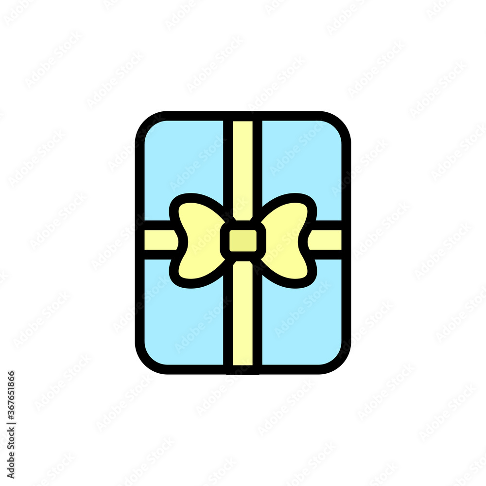 Poster gift, box, present icon. simple color with outline vector elements of present icons for ui and ux, w