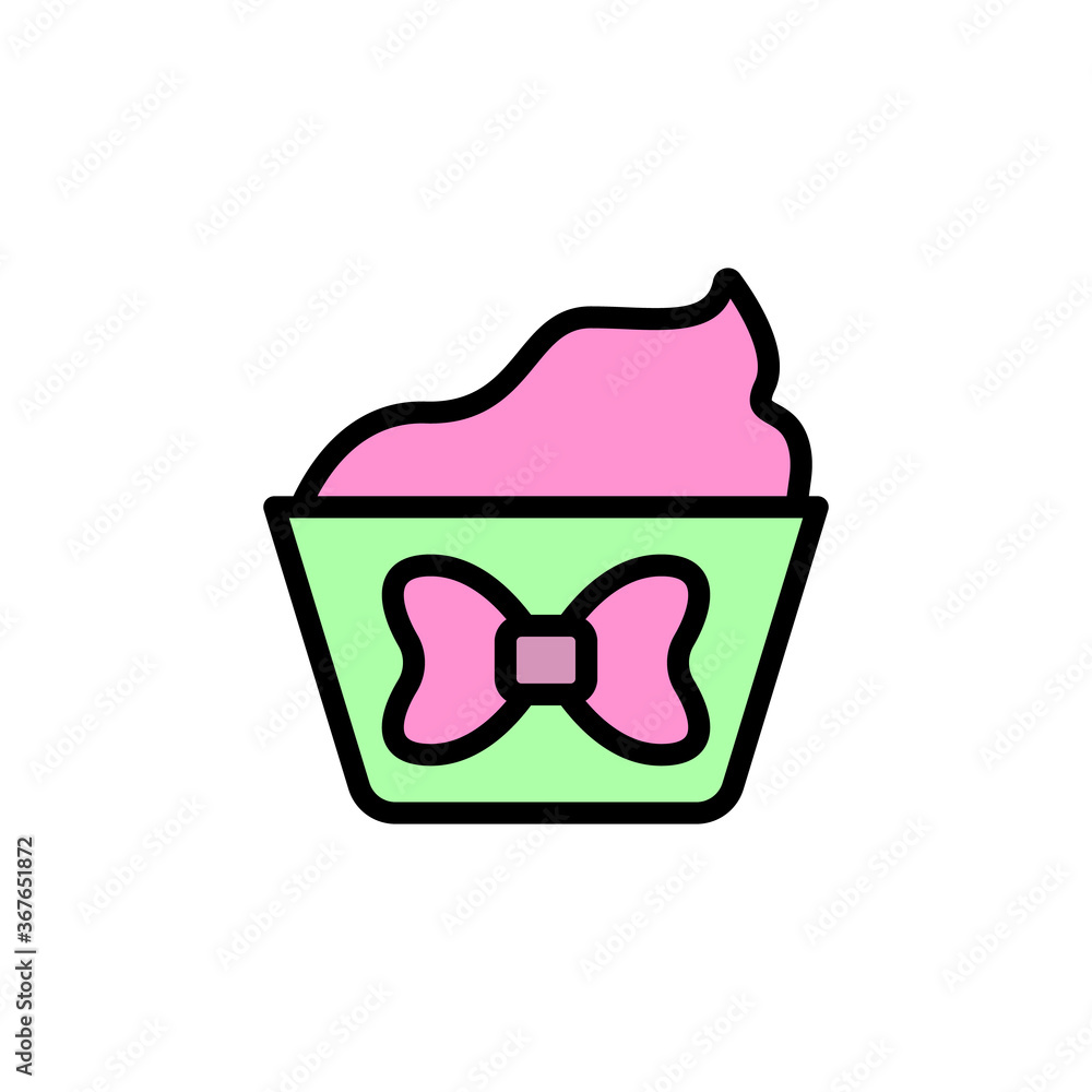 Poster cupcake, ribbon icon. simple color with outline vector elements of present icons for ui and ux, webs