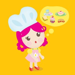 girl chef thinking of food