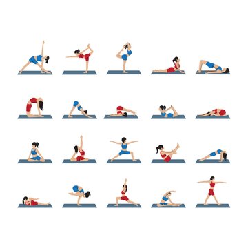 set of yoga asanas