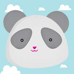 panda face on cloud background
