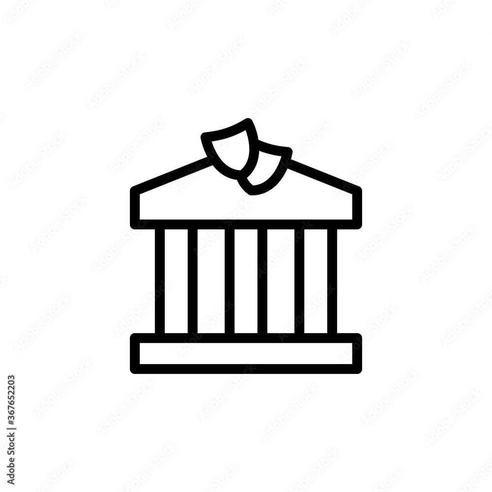Poster theater, building icon. simple line, outline vector elements of cultural activities icons for ui and