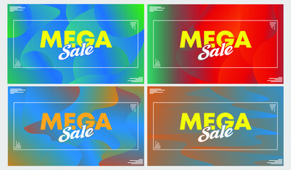 Flash sale banner vector. Mega sale template design. Abstract geometry background.