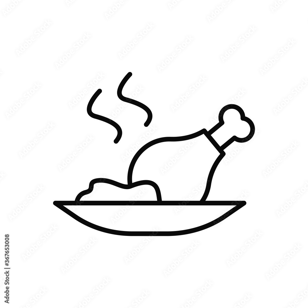 Poster chicken, leg icon. simple line, outline vector elements of public catering icons for ui and ux, webs