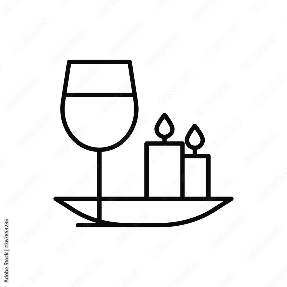 Poster wine, candle, plate icon. simple line, outline vector elements of public catering icons for ui and u