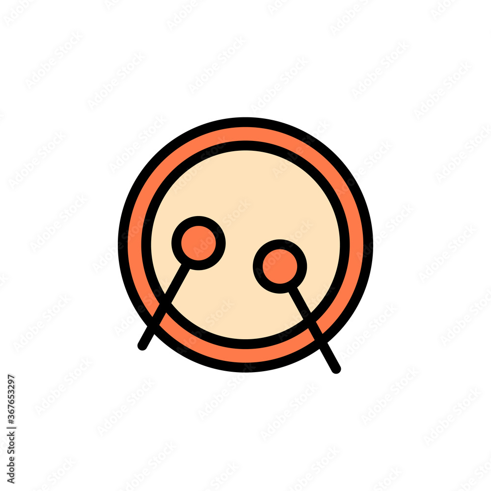Poster drum, musical instrument icon. simple color with outline vector elements of cultural activities icon