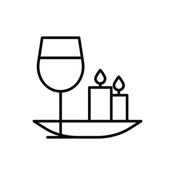 Wine, candle, plate icon. Simple line, outline vector elements of public catering icons for ui and ux, website or mobile application