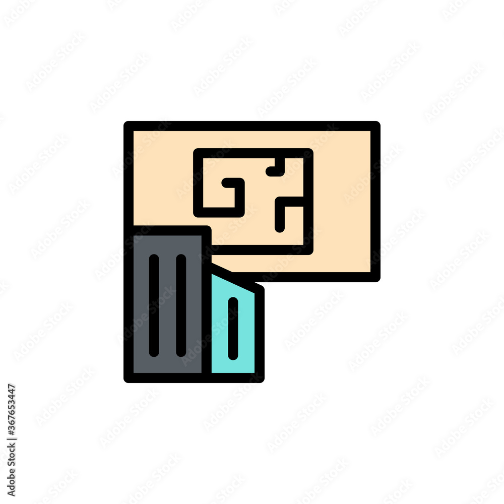 Poster building, drawing, architecture icon. simple color with outline vector elements of cultural activiti