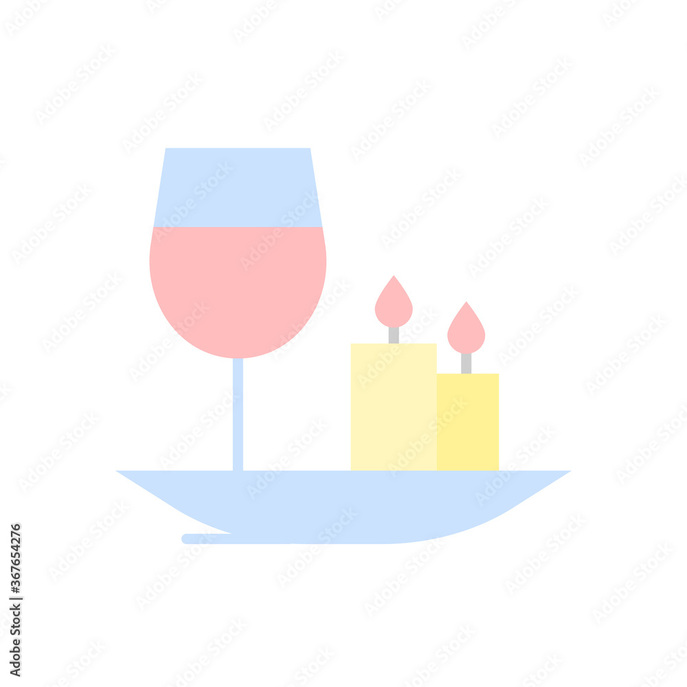 Poster wine, candle, plate icon. simple color vector elements of public catering icons for ui and ux, websi