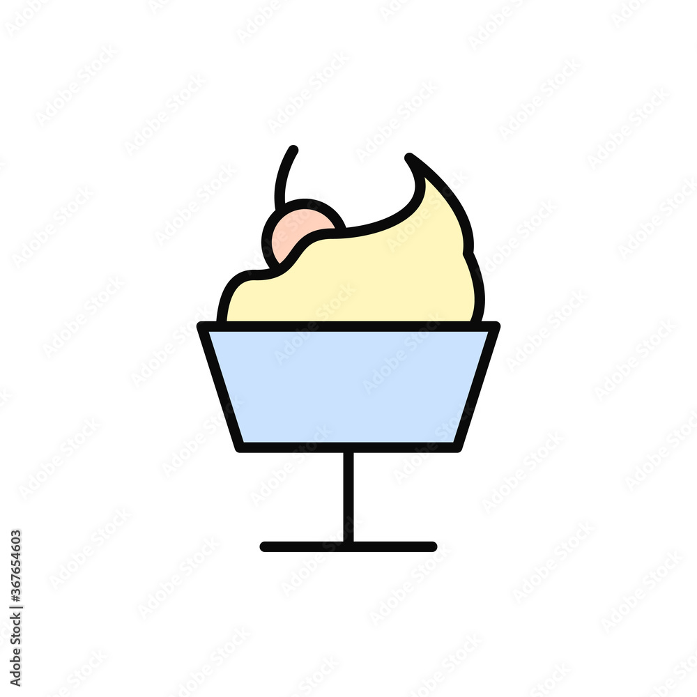 Poster cream, cherry icon. simple color with outline vector elements of public catering icons for ui and ux
