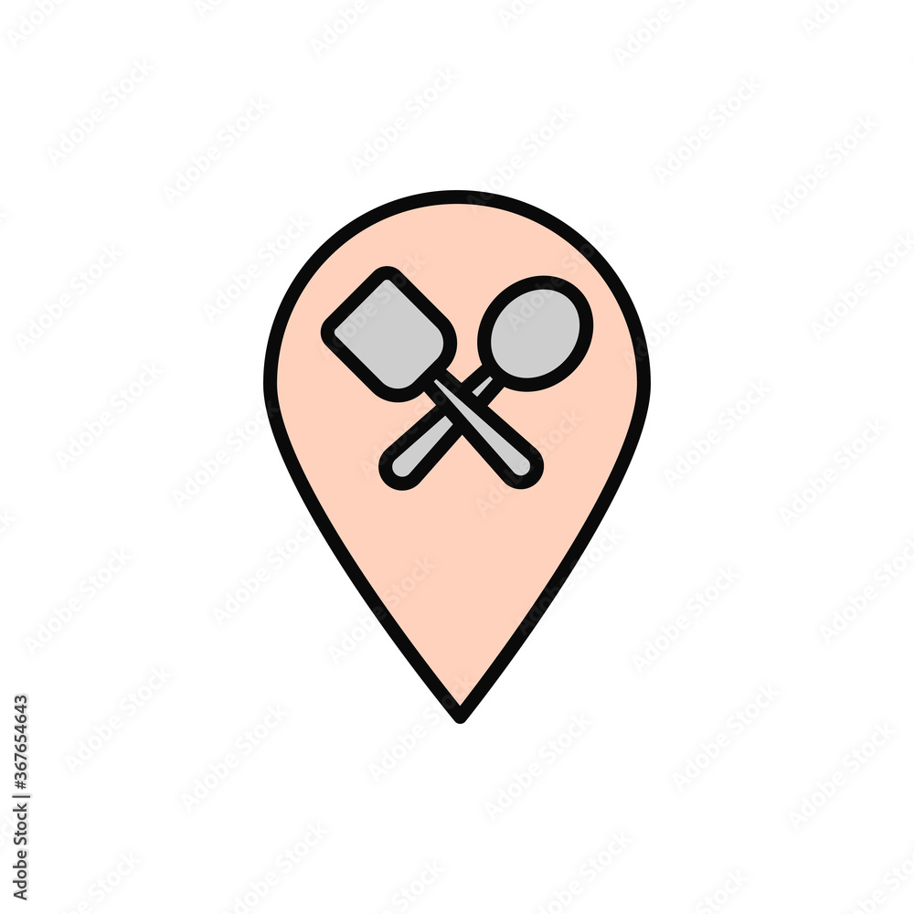 Aufkleber location pin, restaurant icon. simple color with outline vector elements of public catering icons fo
