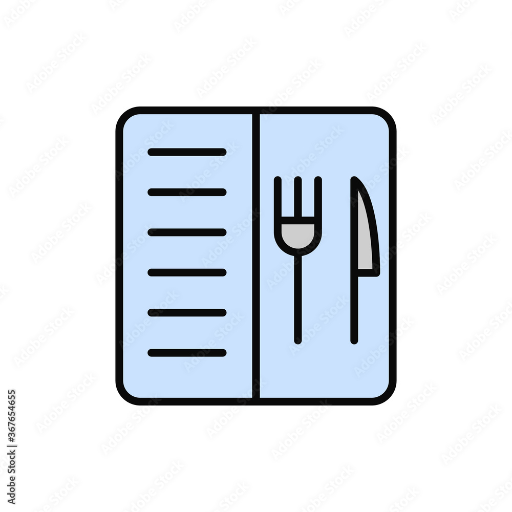 Poster menu, knife, fork icon. simple color with outline vector elements of public catering icons for ui an