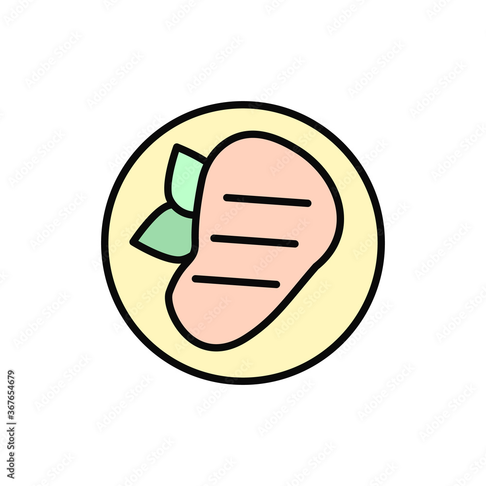 Poster meat, food icon. simple color with outline vector elements of public catering icons for ui and ux, w
