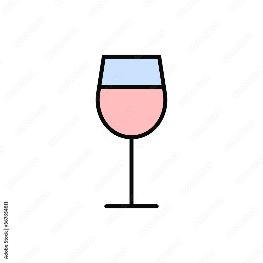 Poster wine, glass icon. simple color with outline vector elements of public catering icons for ui and ux, 