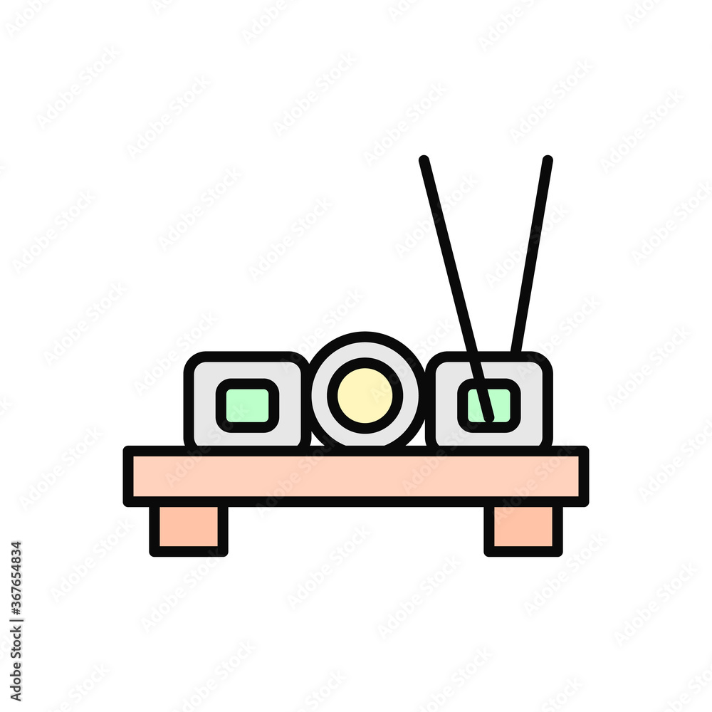 Poster sushi, food icon. simple color with outline vector elements of public catering icons for ui and ux, 