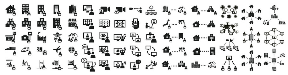 Icon set related to remote work