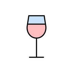 Wine, glass icon. Simple color with outline vector elements of public catering icons for ui and ux, website or mobile application