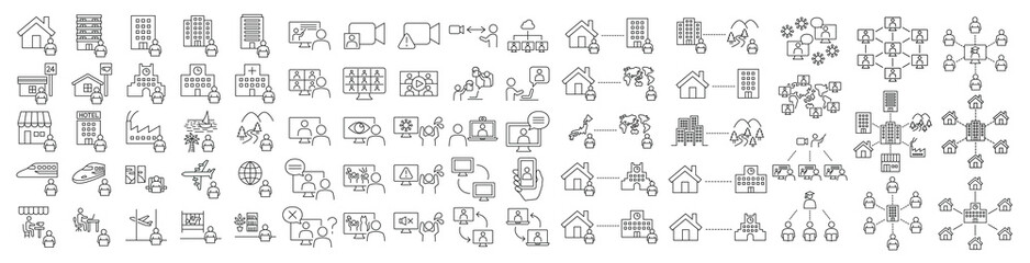 Icon set related to remote work