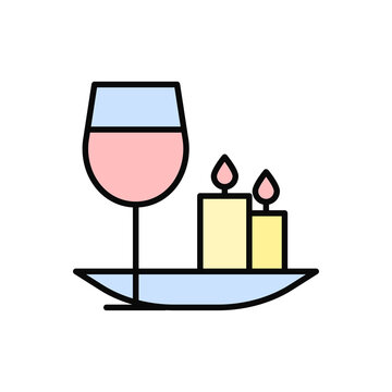 Wine, candle, plate icon. Simple color with outline vector elements of public catering icons for ui and ux, website or mobile application