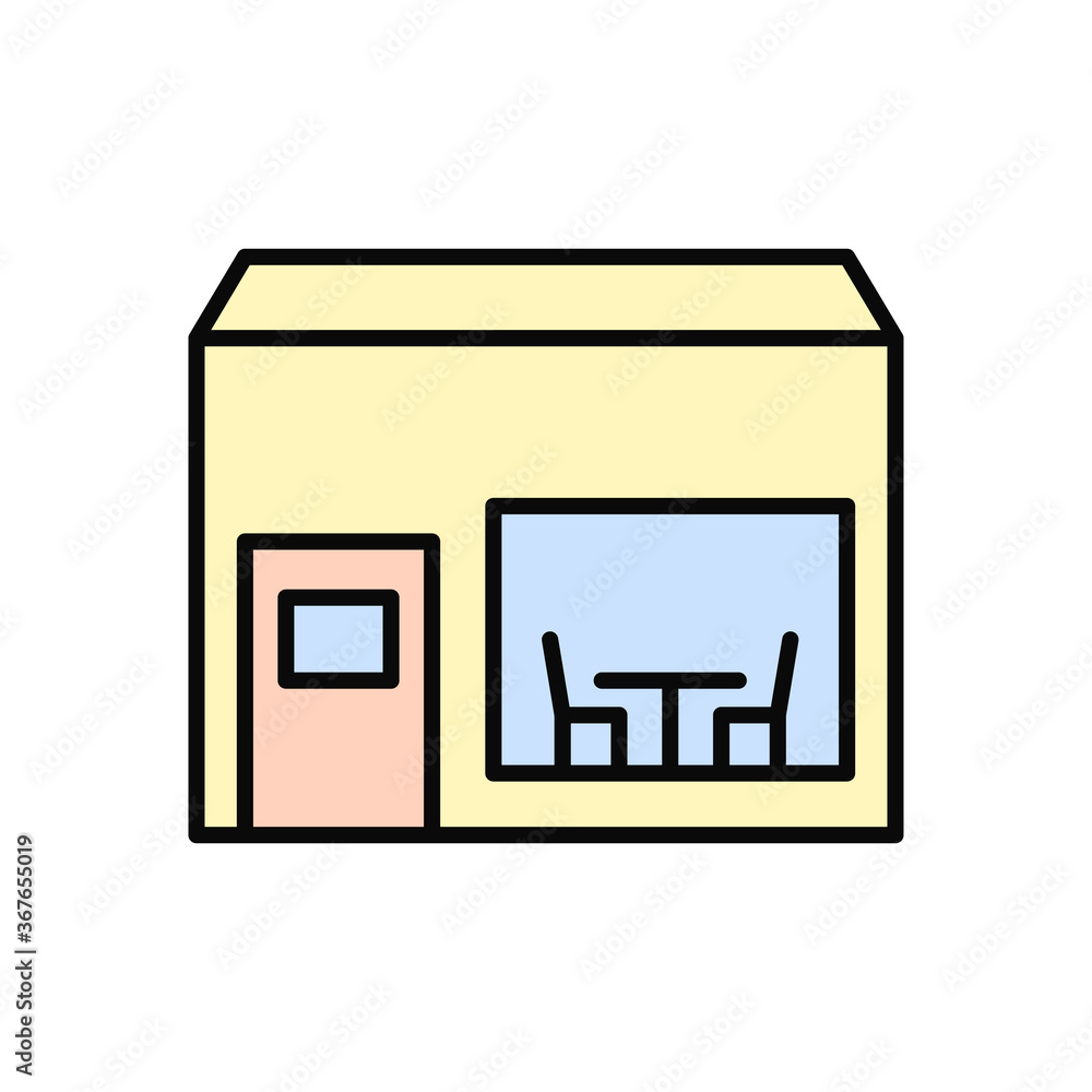 Poster restaurant, building icon. simple color with outline vector elements of public catering icons for ui