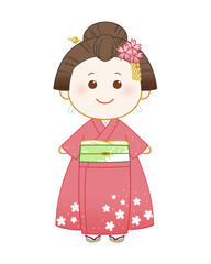 着物を着た女性　振袖