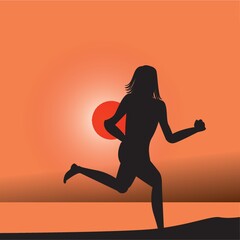 Fototapeta na wymiar silhouette of woman running