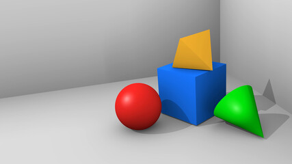 3d rendering simple geometric shape on grey background