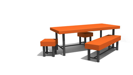 3d rendering simple table and chair restaurant