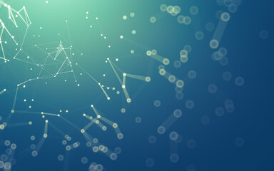 Abstract background. Molecules technology with polygonal shapes, connecting dots and lines. Connection structure. Big data visualization.