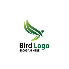bird and leaf logo concept design vector template, nature logotype, animal logo design template