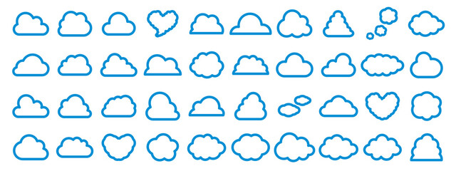 様々な形状の雲アイコンセット