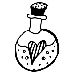 Vector isolated element, magic jar. Hand drawn doodle.