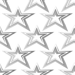 Seamless vector pattern of black lines in the form of a star isolated on white background.Simple geometric background for decoration or backdrop.