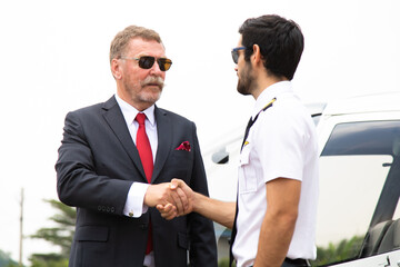 VIP Businessman at helicopter pad